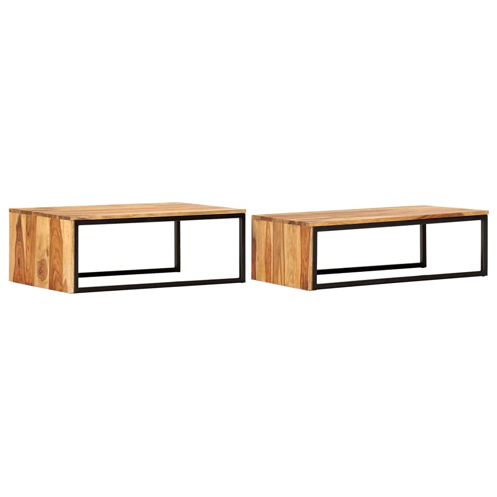 2 pcs Square Wood Nesting Tables F211