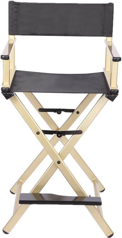 Black Aluminum Folding Makeup Artist Chair with Footrest L771