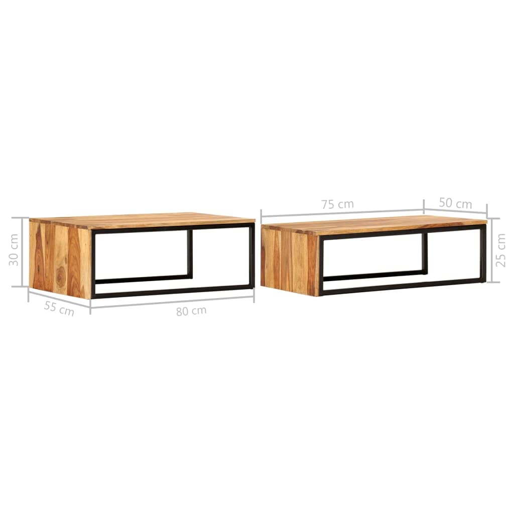 2 pcs Square Wood Nesting Tables F211