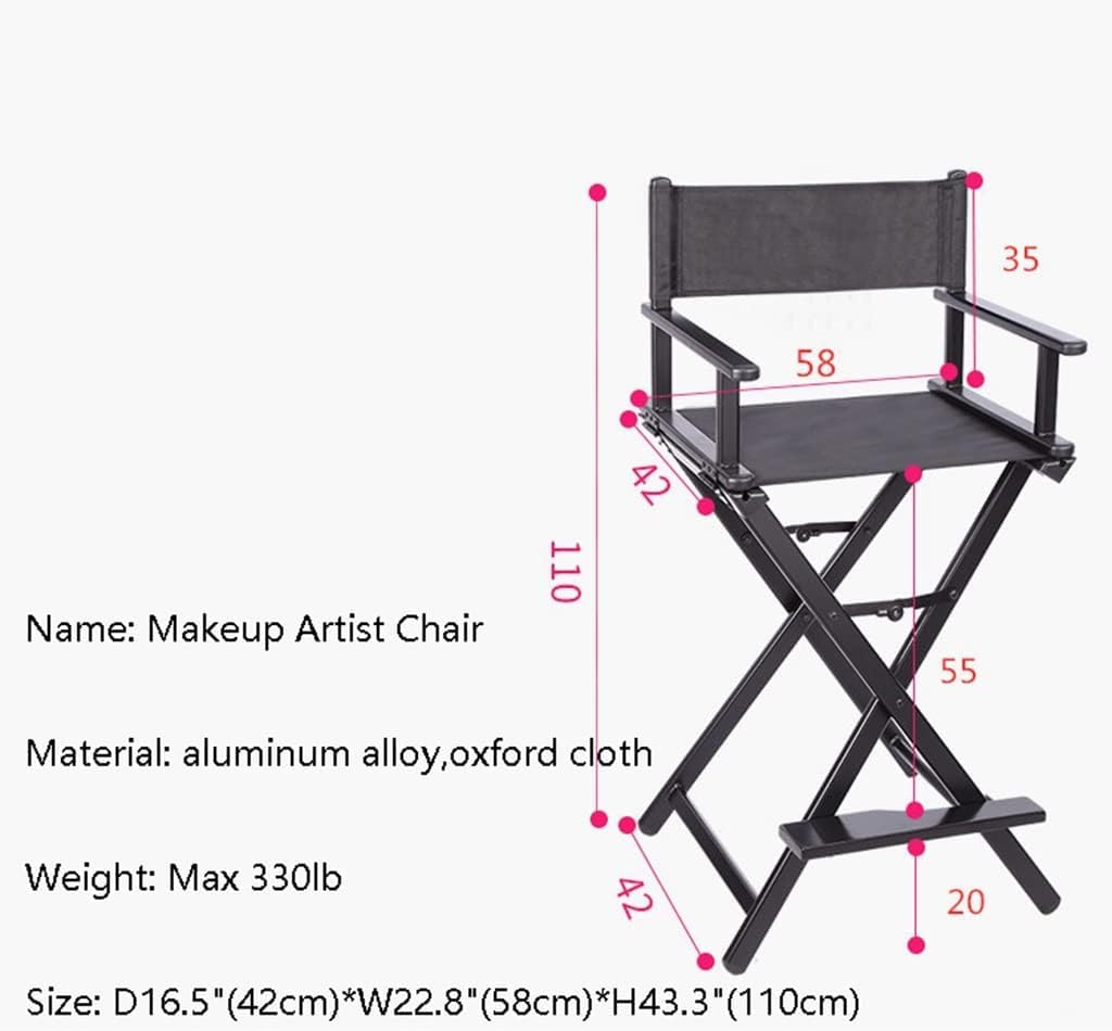 Black Aluminum Folding Makeup Artist Chair with Footrest L771