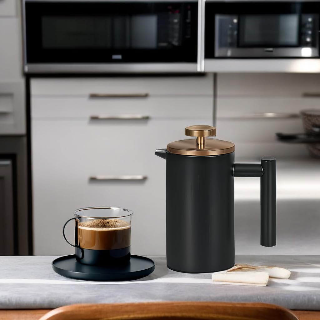 Black Stainless Steel 12oz French Press Coffee Maker G250665