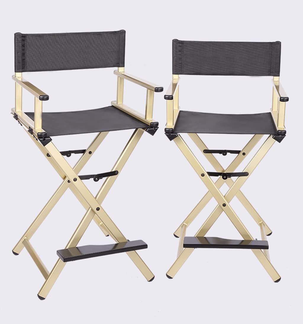 Black Aluminum Folding Makeup Artist Chair with Footrest L771