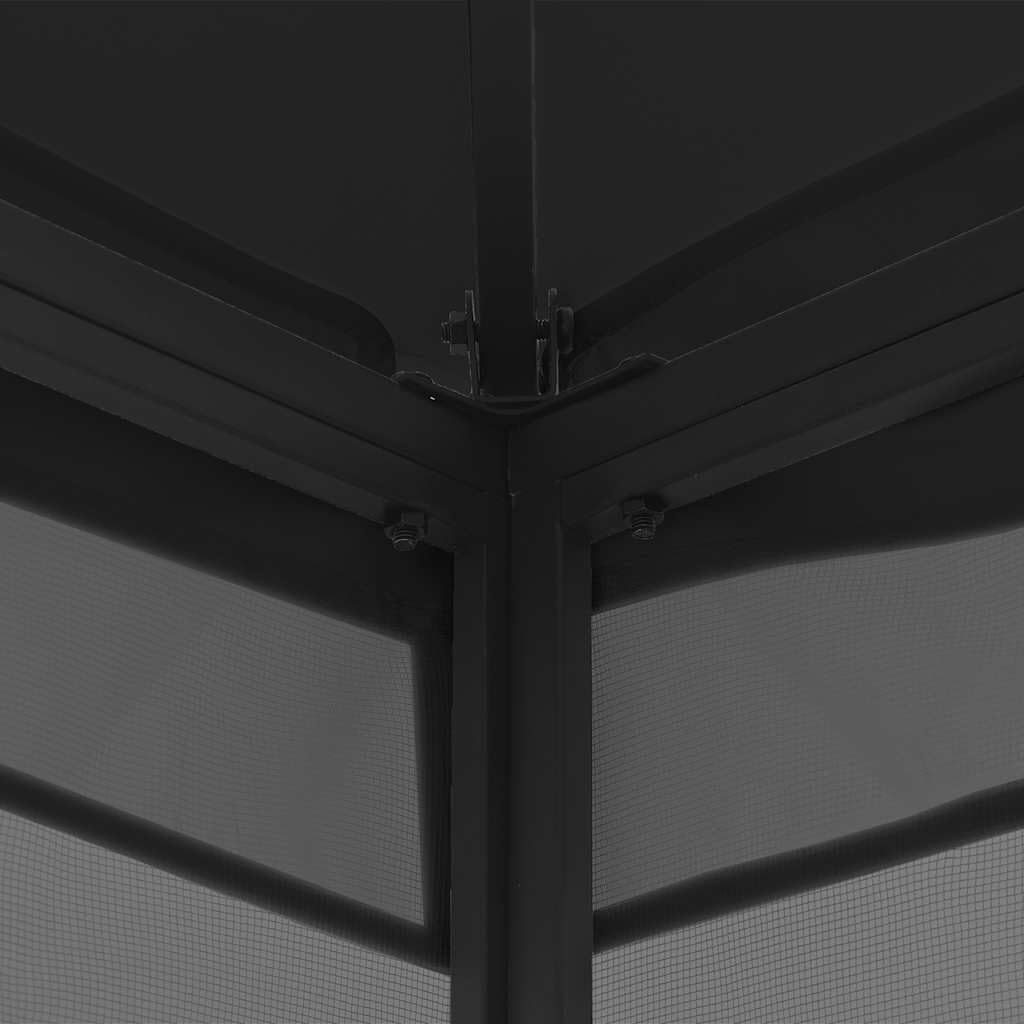 Steel Frame Gazebo with Nets, 9.8x9.8x8.7 ft Anthracite M95176