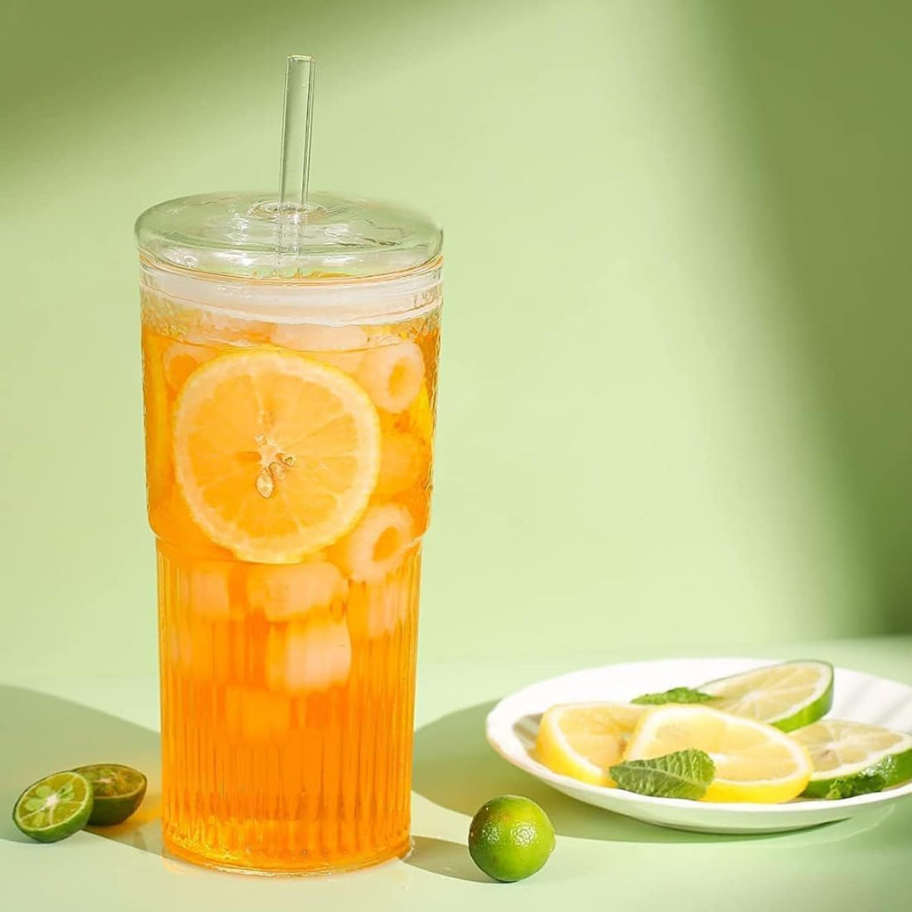 Glass Tumbler with Lid and Straw 20oz O553