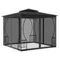 Steel Frame Gazebo with Nets, 9.8x9.8x8.7 ft Anthracite M95176