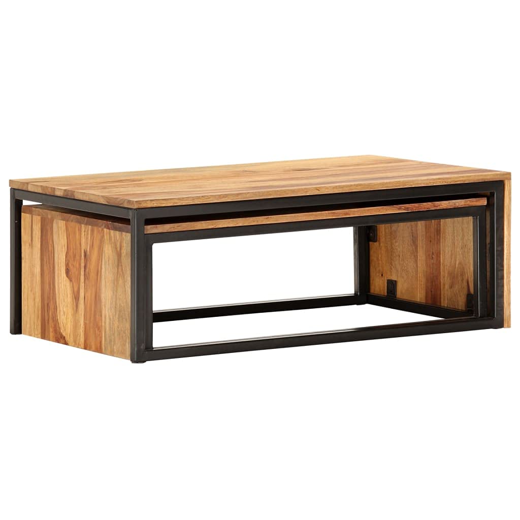 2 pcs Square Wood Nesting Tables F211