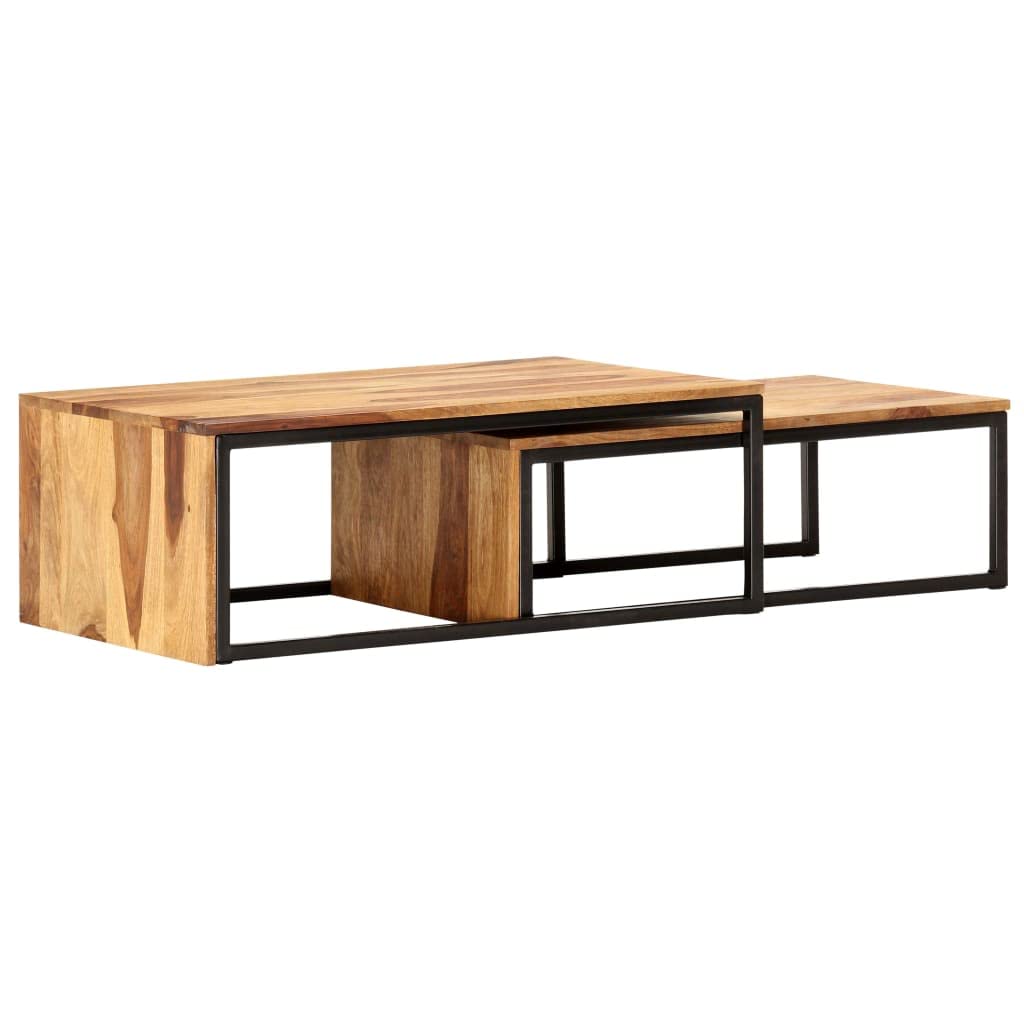 2 pcs Square Wood Nesting Tables F211
