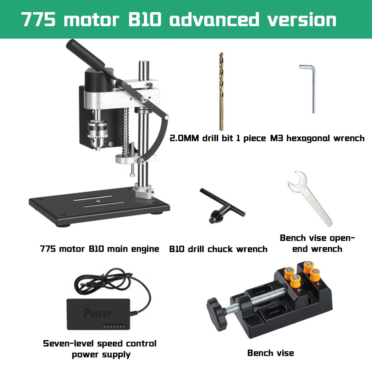 Benchtop Drill Press 0.6-6mm B10 Chuck 7-Speed Adjustable Electric G6490