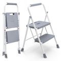 2 Step Ladder with Anti-Slip Pedal and Handrail, 800lbs, Grey T585