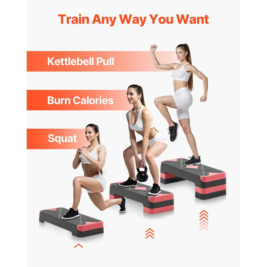 Adjustable Non Slip Aerobic Step Platform with 4 Risers F419
