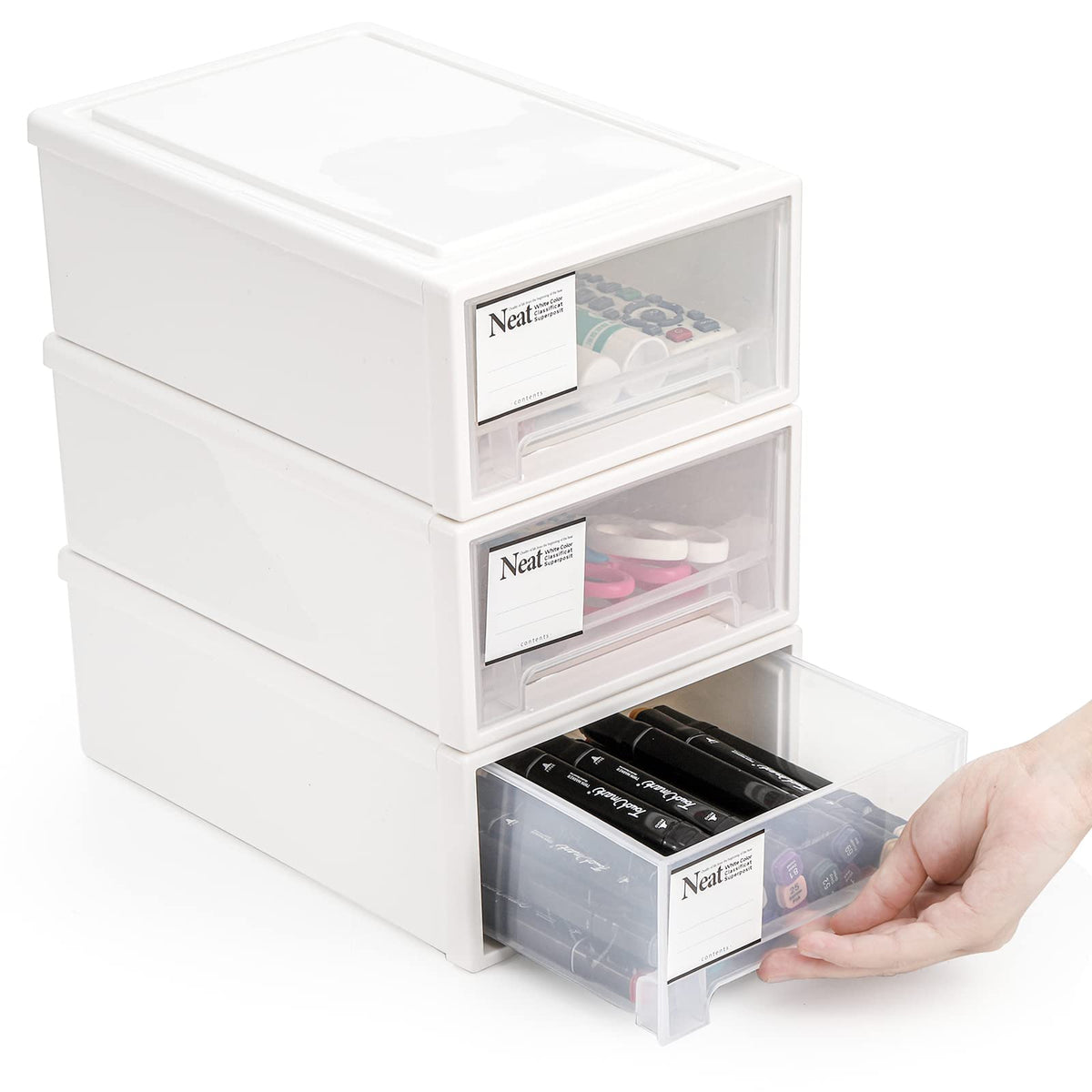 3 Pack Plastic Stackable Storage Drawers V396324