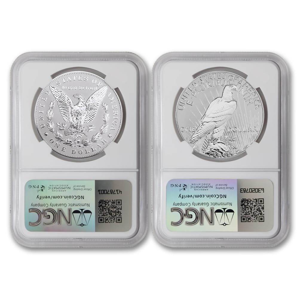 Set of 2 American Silver Morgan and Peace Dollar V316244