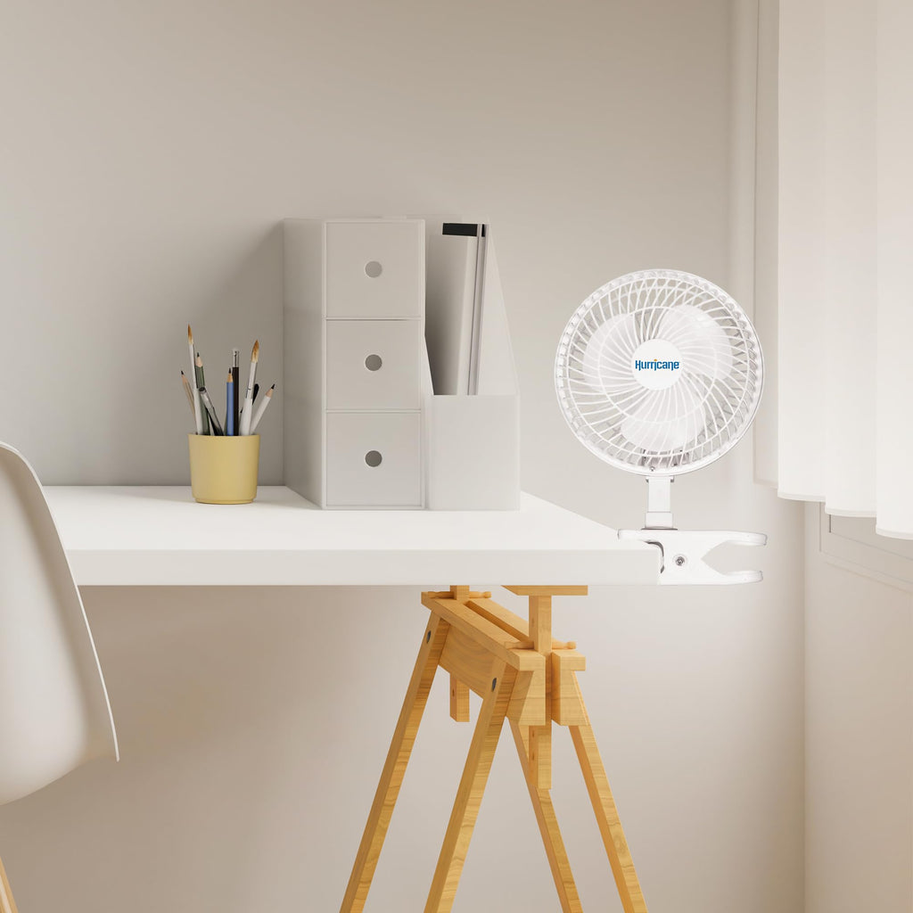 White 2-Pack 6" Clip-On Table Fan with 2 Quiet Speeds F62393