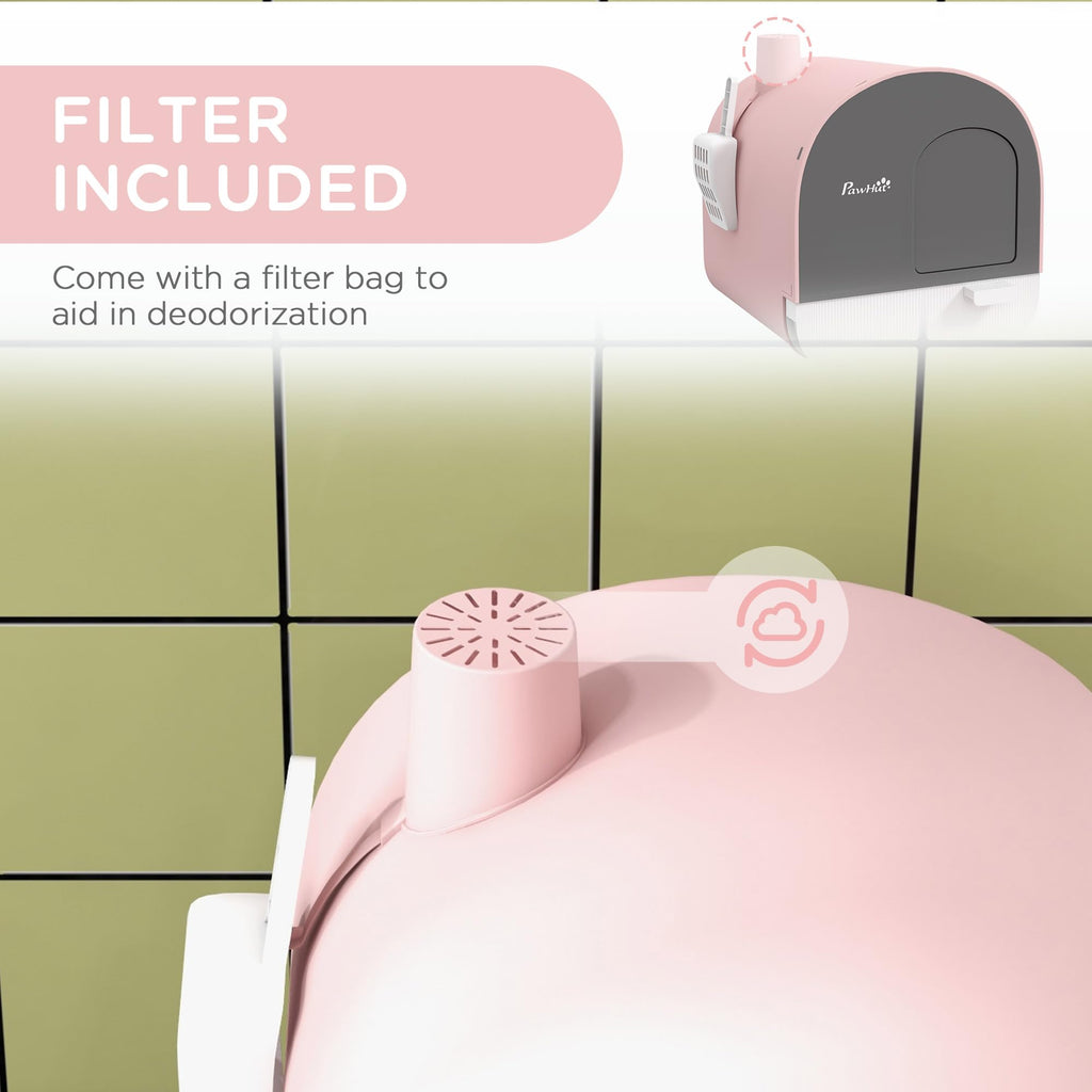 Pink Covered Cat Litter Box with Scoop N980679