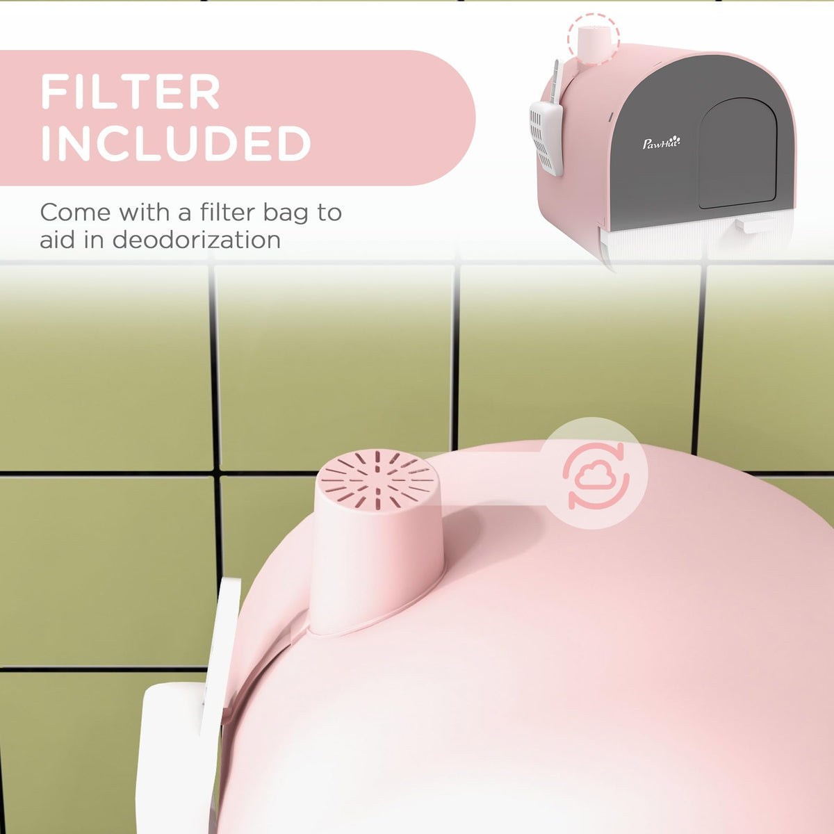 Pink Covered Cat Litter Box with Scoop N980679