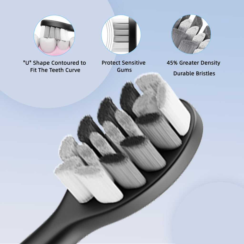 Black White Sonic Electric Toothbrush Set with 10 Brush Heads and Travel Case V103864