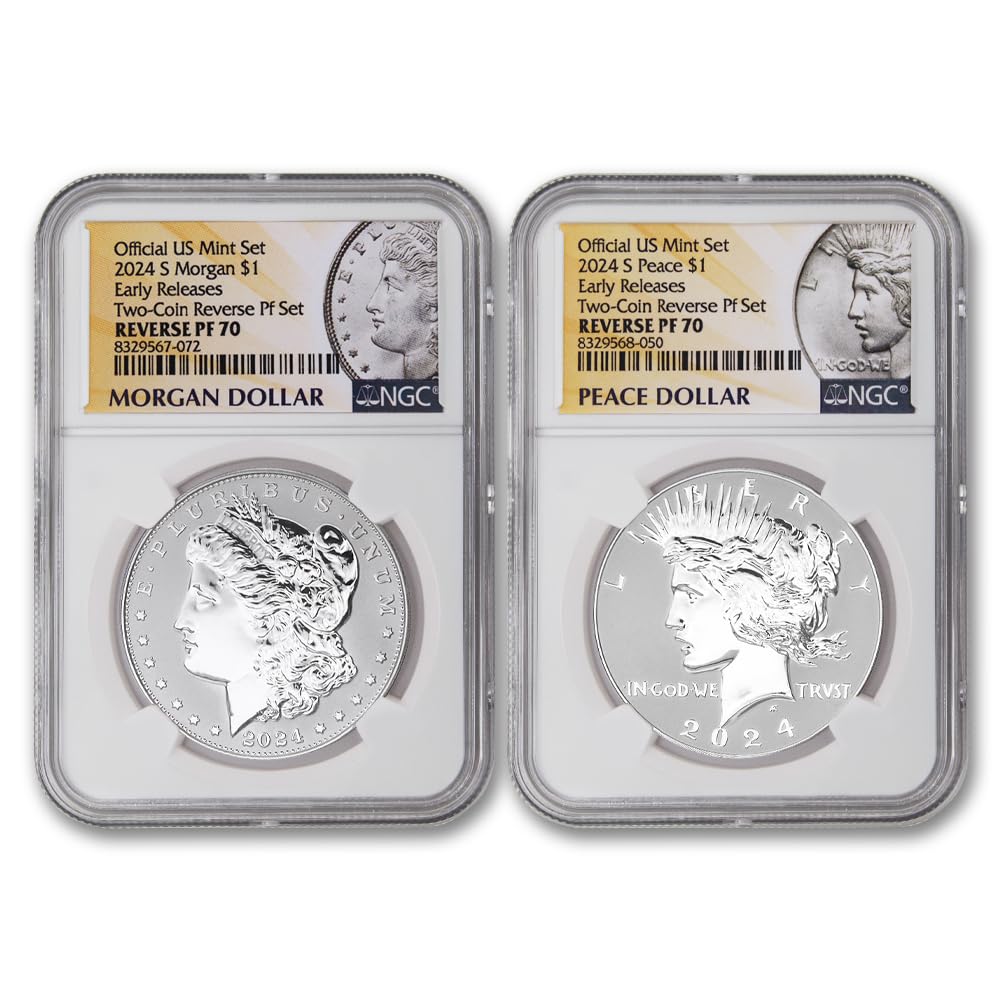 Set of 2 American Silver Morgan and Peace Dollar V316244