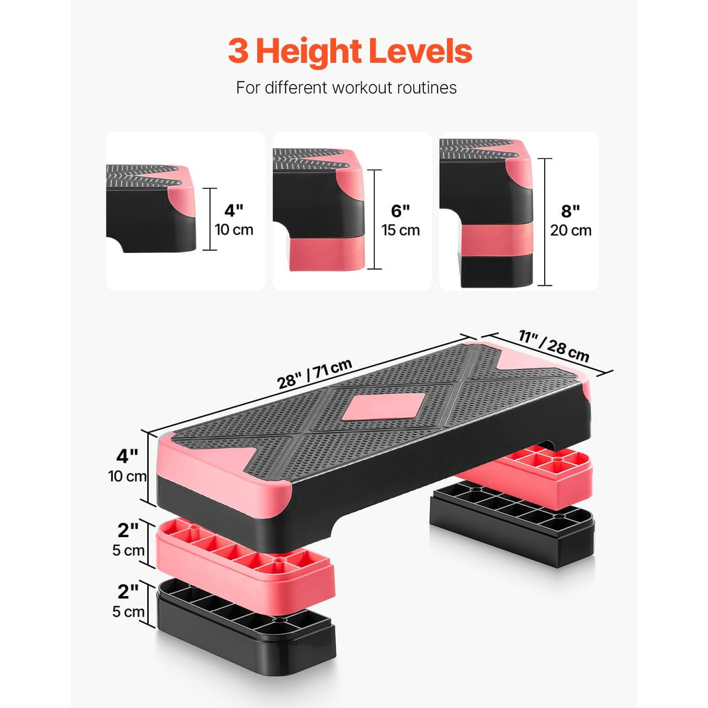 Adjustable Non Slip Aerobic Step Platform with 4 Risers F419