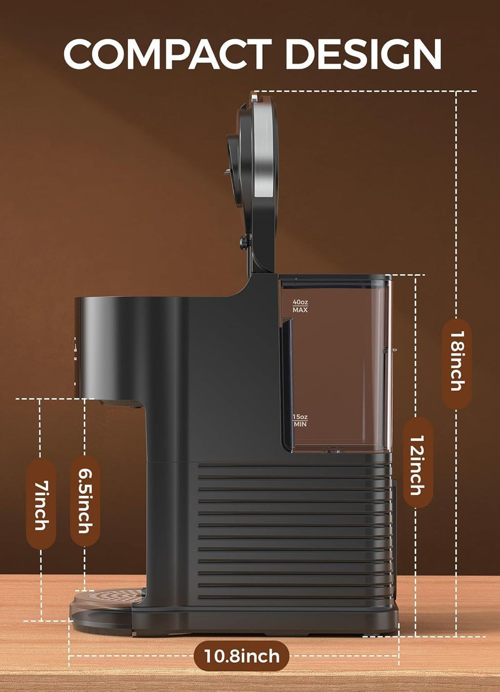 Single Serve Coffee Maker, 2 in 1 Capsule & Ground Coffee Brewer, 40 Oz Removable Water Tank U347