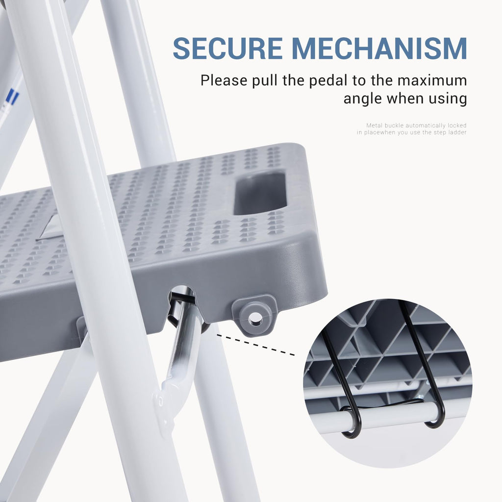 2 Step Ladder with Anti-Slip Pedal and Handrail, 800lbs, Grey T585