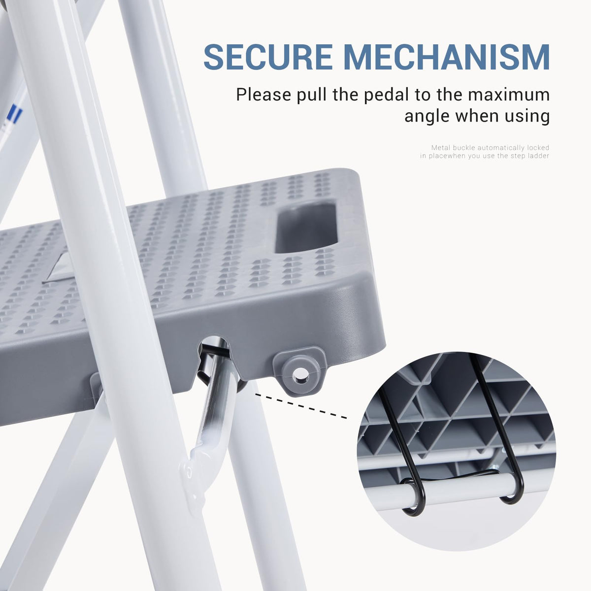 2 Step Ladder with Anti-Slip Pedal and Handrail, 800lbs, Grey T585