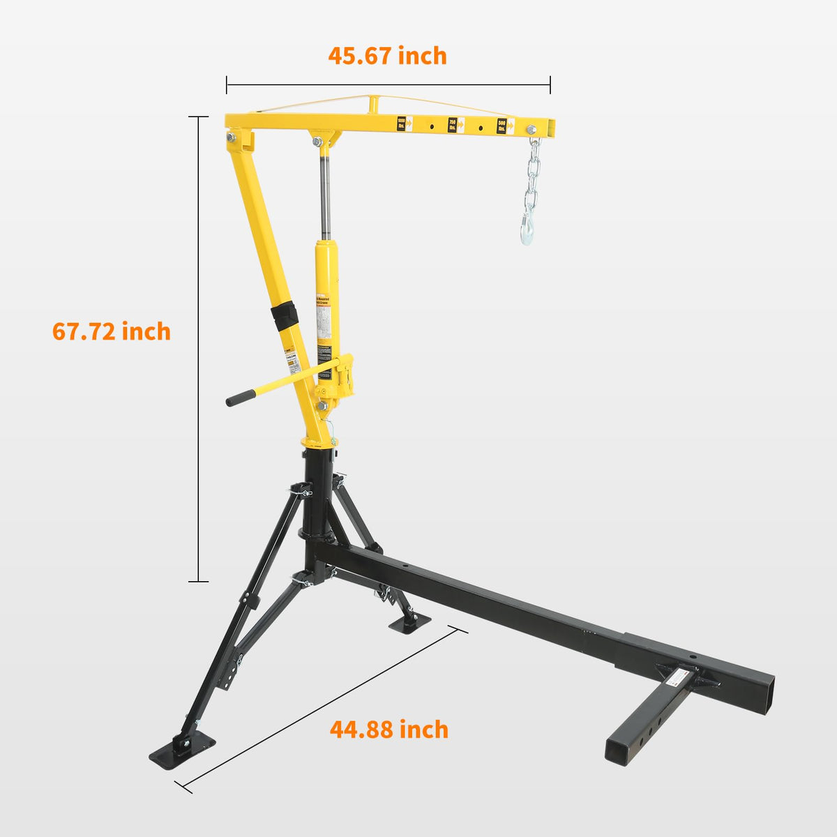 1000 lb Capacity Hydraulic Swivel Hitch Mount Truck Crane V357