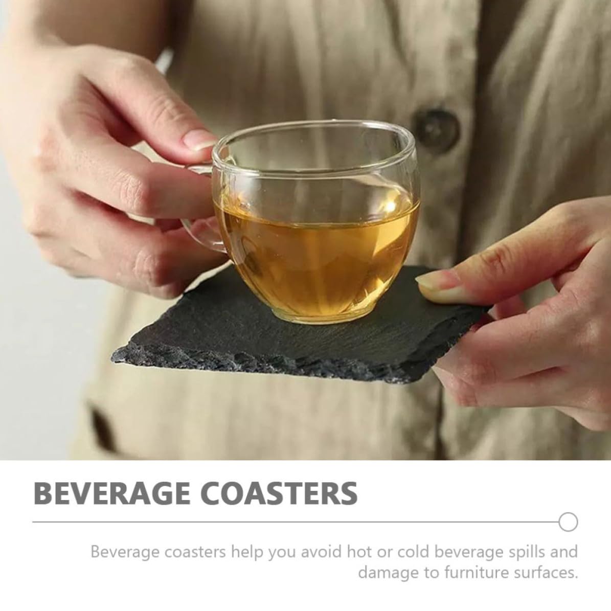 12pcs Natural Stone Cup Coasters Y767003