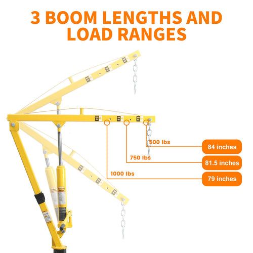 1000 lb Capacity Hydraulic Swivel Hitch Mount Truck Crane V357