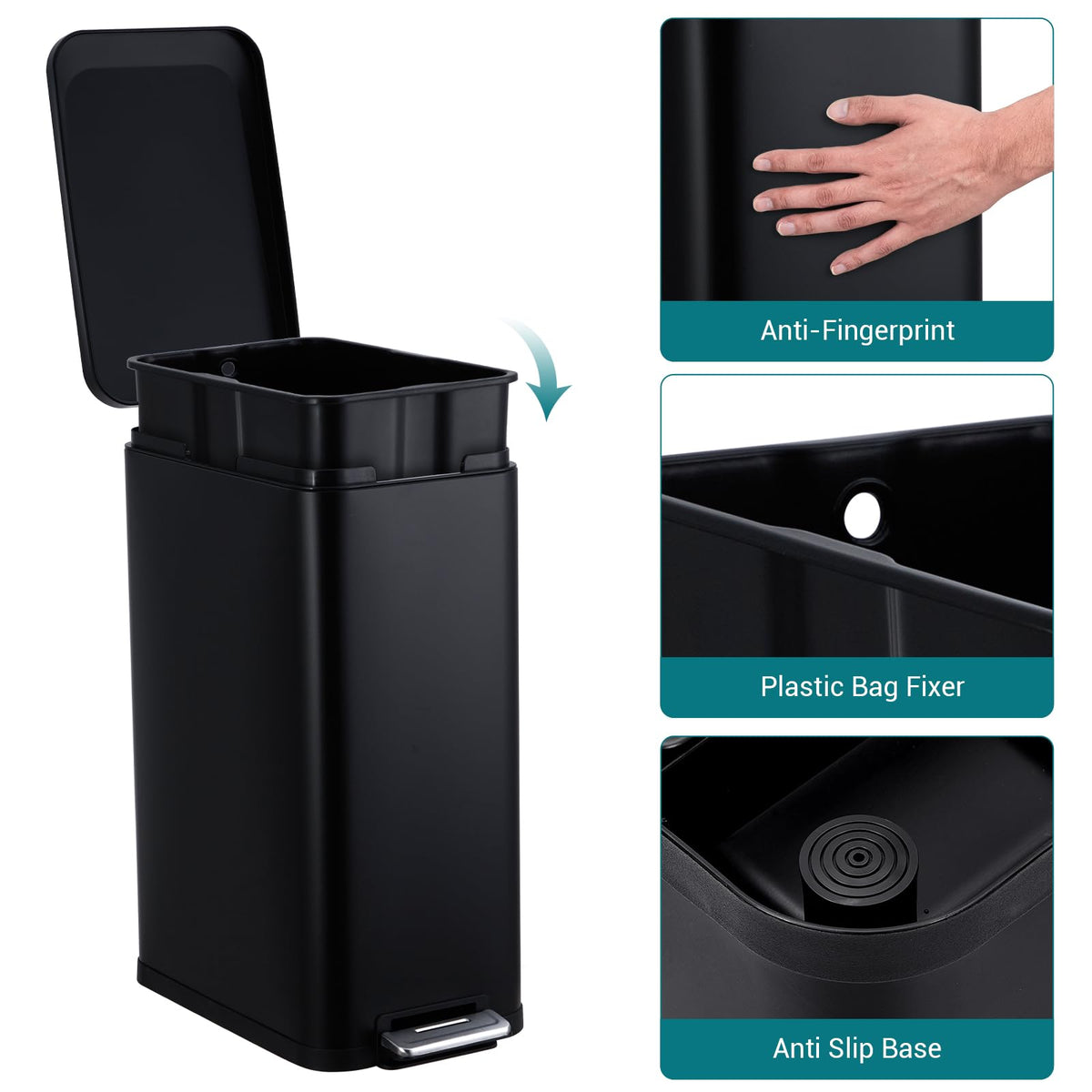 13 Gallon Stainless Steel Step Trash Can B70089