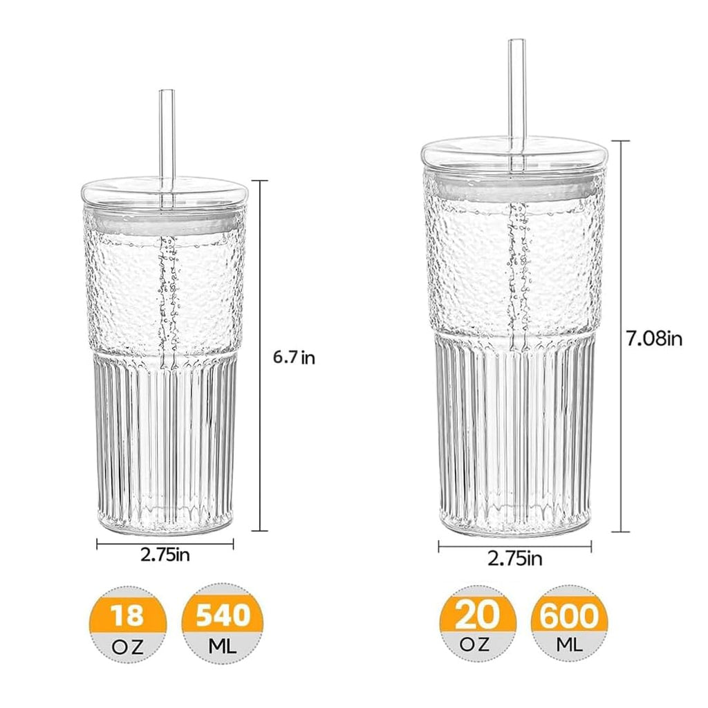 Glass Tumbler with Lid and Straw 20oz O553