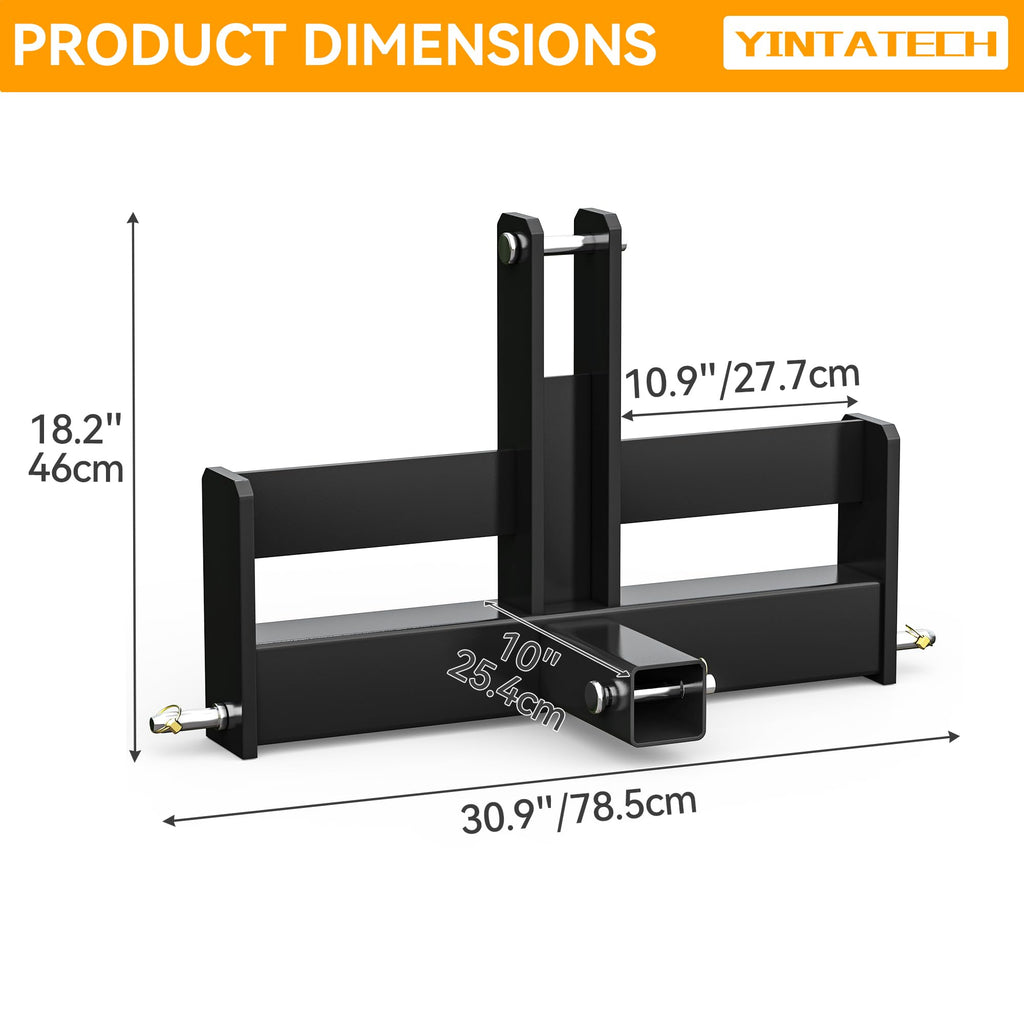 3 Point Hitch Receiver with Suitcase Weight Brackets Category 1 C671