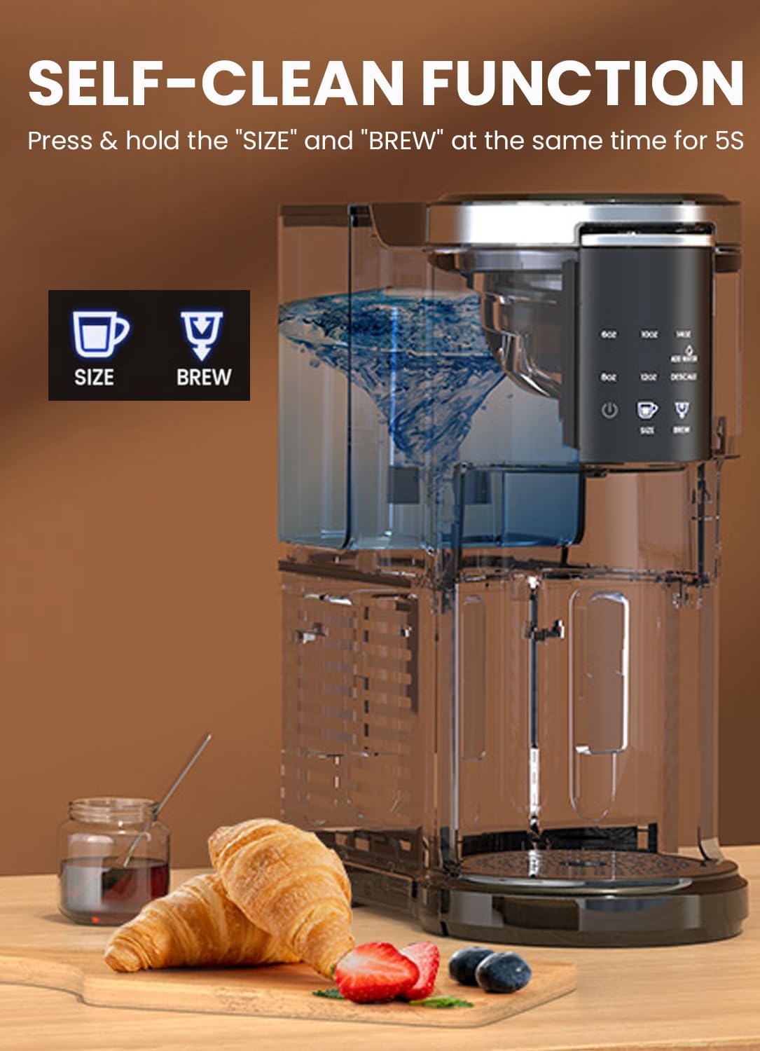 Single Serve Coffee Maker, 2 in 1 Capsule & Ground Coffee Brewer, 40 Oz Removable Water Tank U347