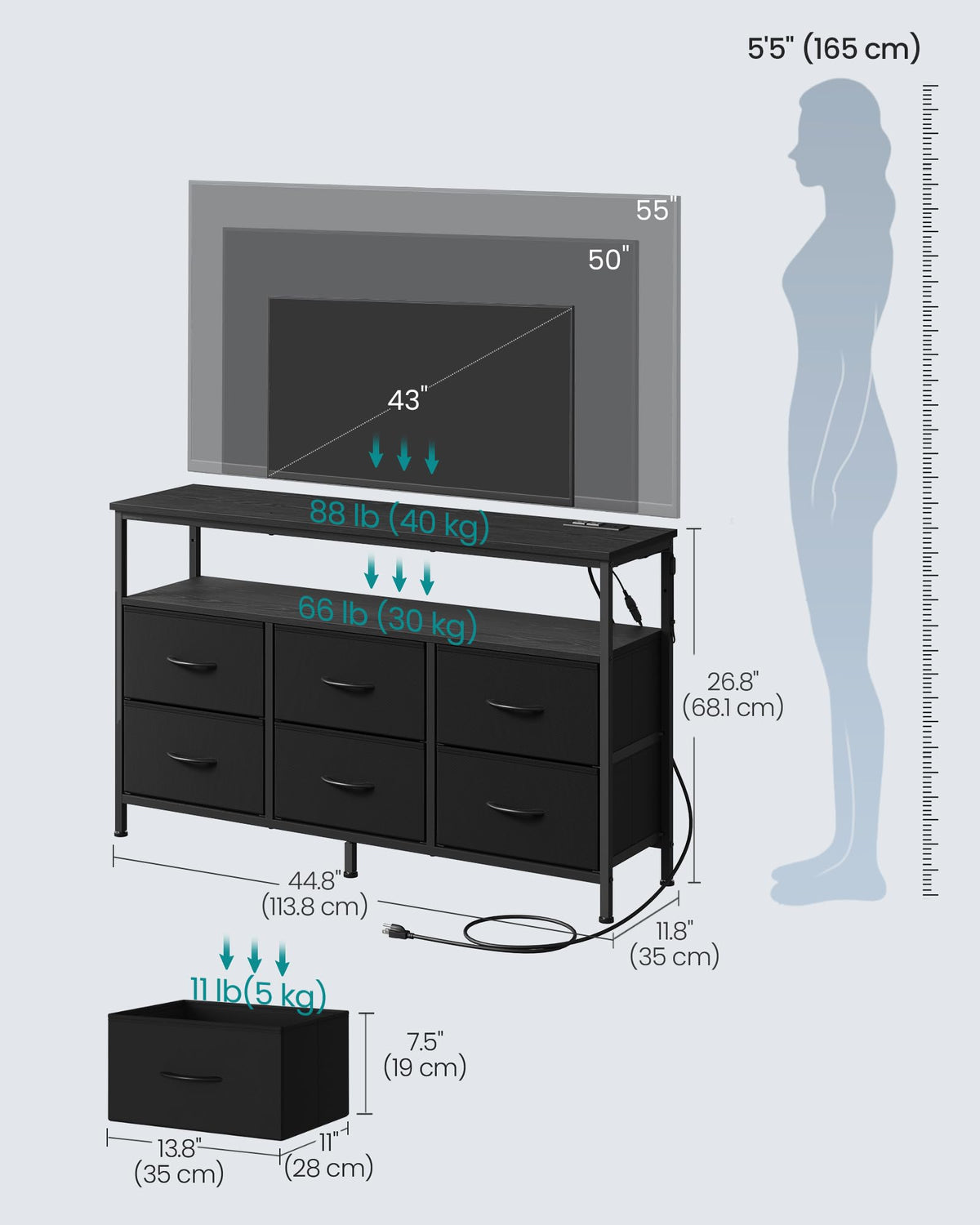 Wide Dresser with 6 Drawers & Open Shelf S793