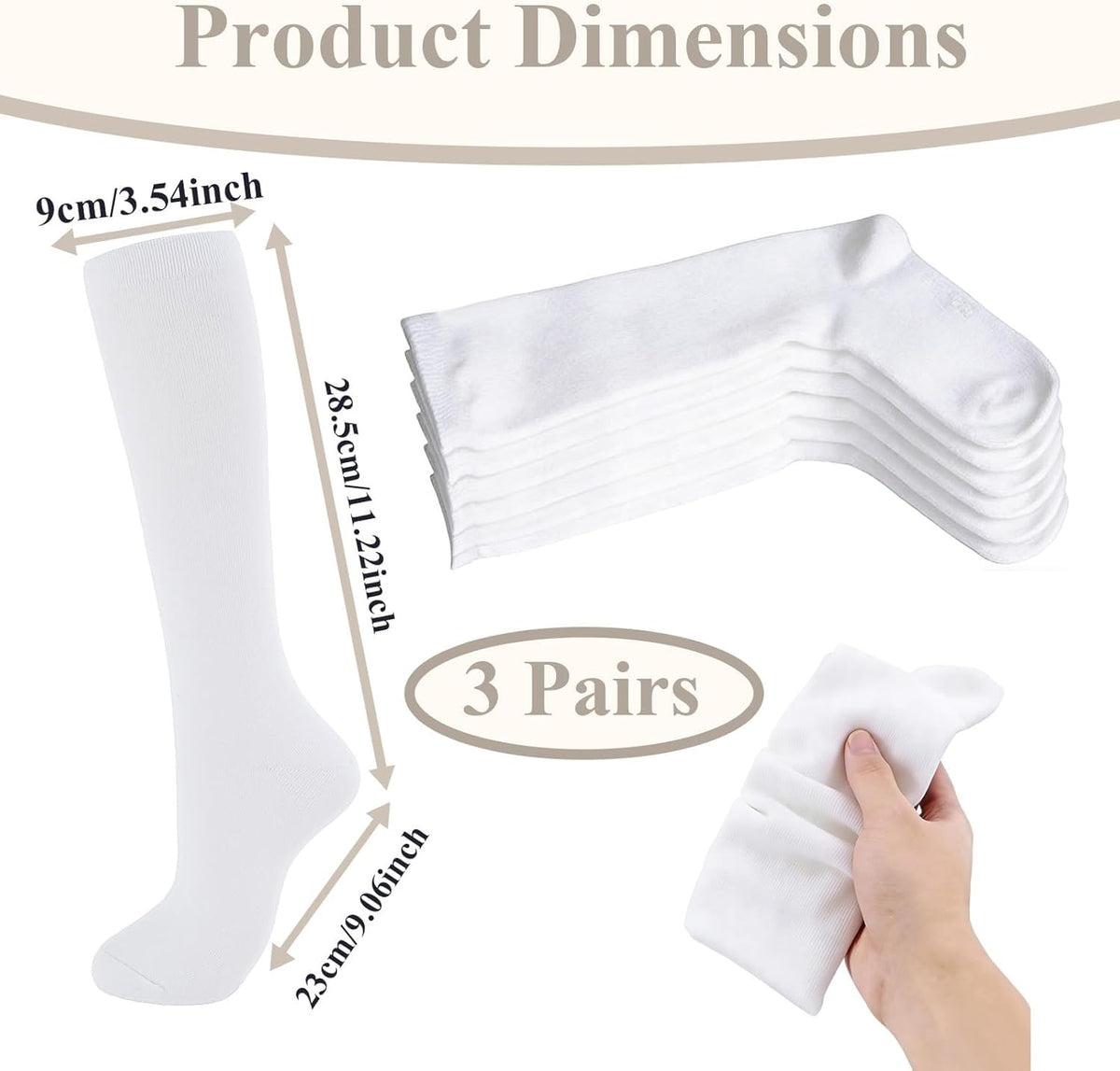 White 3 Pairs Cotton Walking Boot Socks G14216