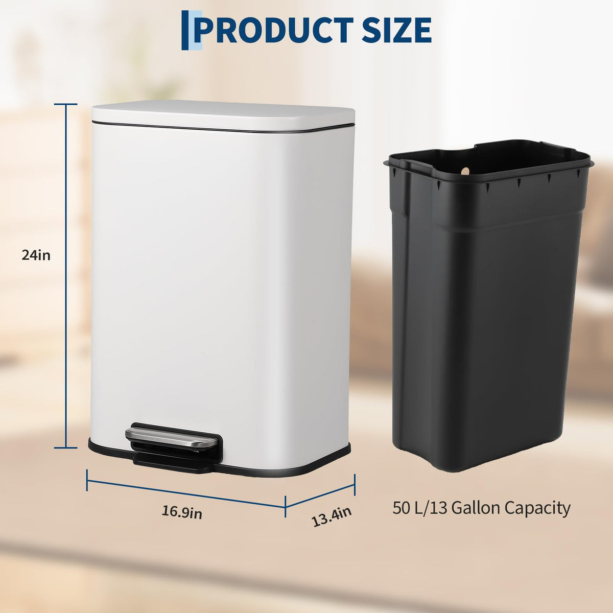 Stainless Steel 50L Trash Can I3537