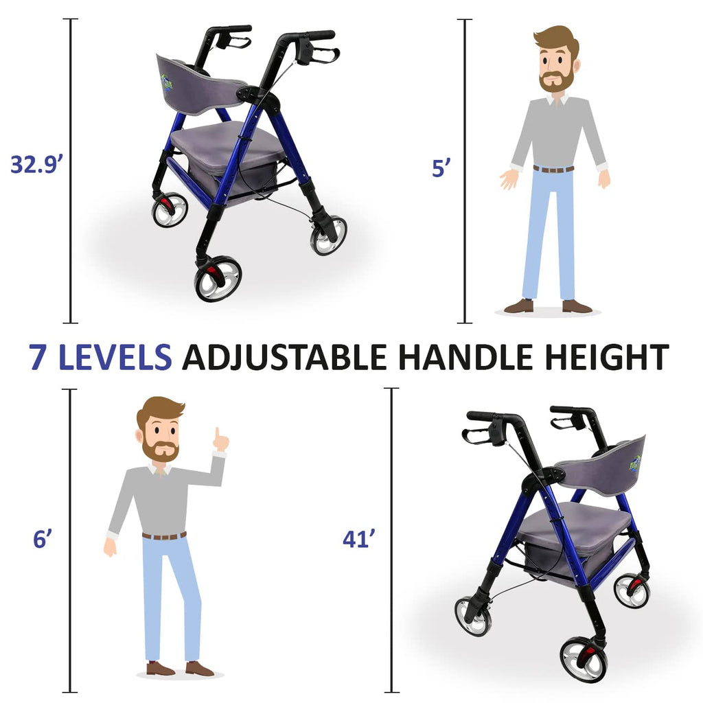 Heavy Duty 4 Wheel Rollator Walker with Seat L509