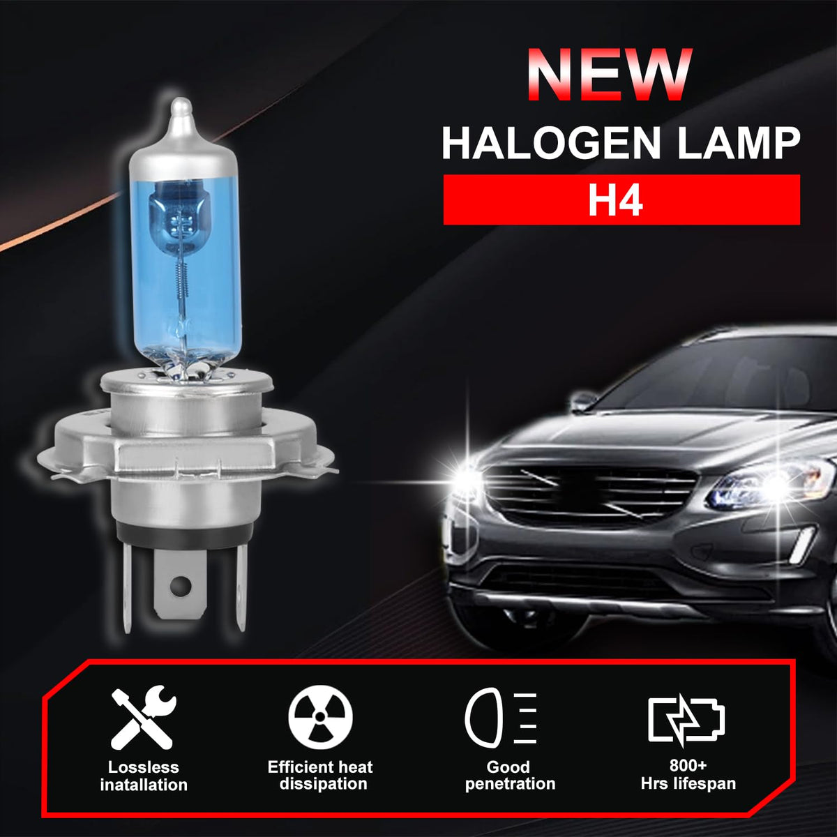Halogen Headlight Bulb 4200k High Low Beam 2 PCS A80277