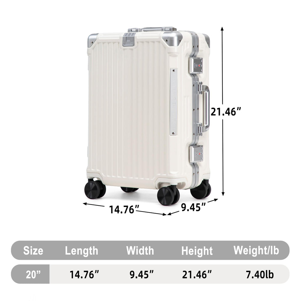 20 Inch White ABS Hardside Spinner Luggage with USB Port E4167