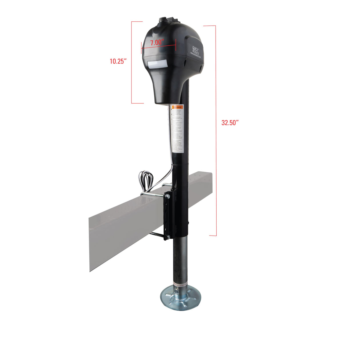 Electric A-Frame Tongue Jack with Side-Mount LED Work Light, 3,650 lbs. Capacity, Black R39827