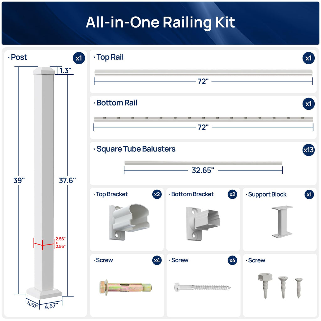White Modular Stair Railing Kit A31020