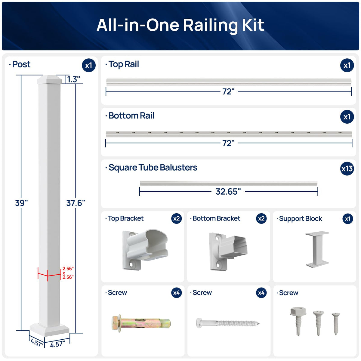 White Modular Stair Railing Kit A31020