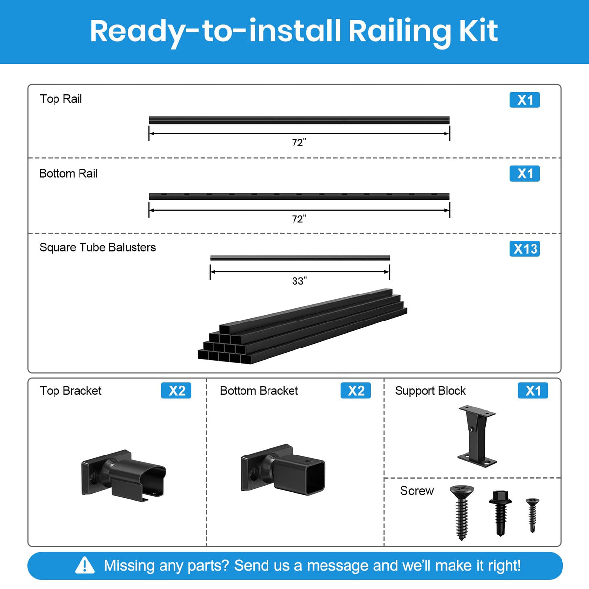 Black Aluminum Deck Railing Kit X760049