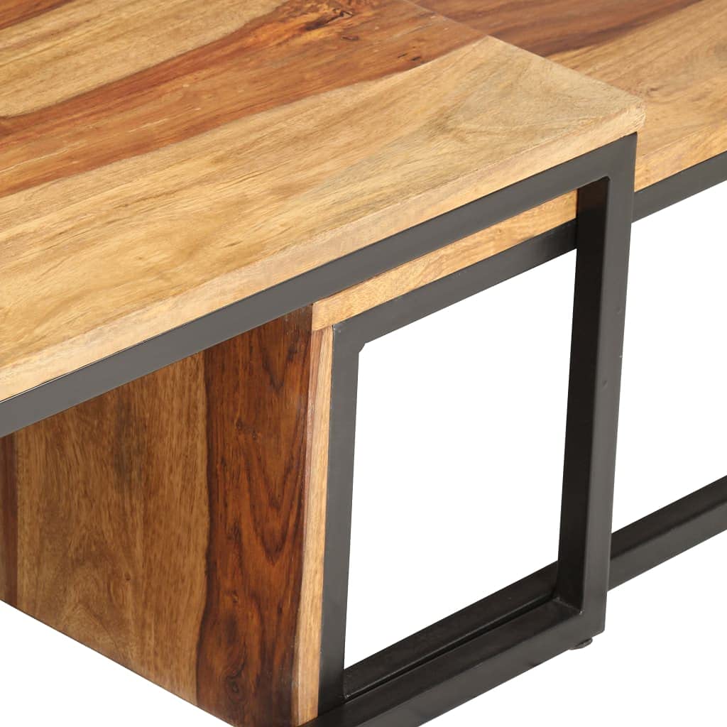 2 pcs Square Wood Nesting Tables F211