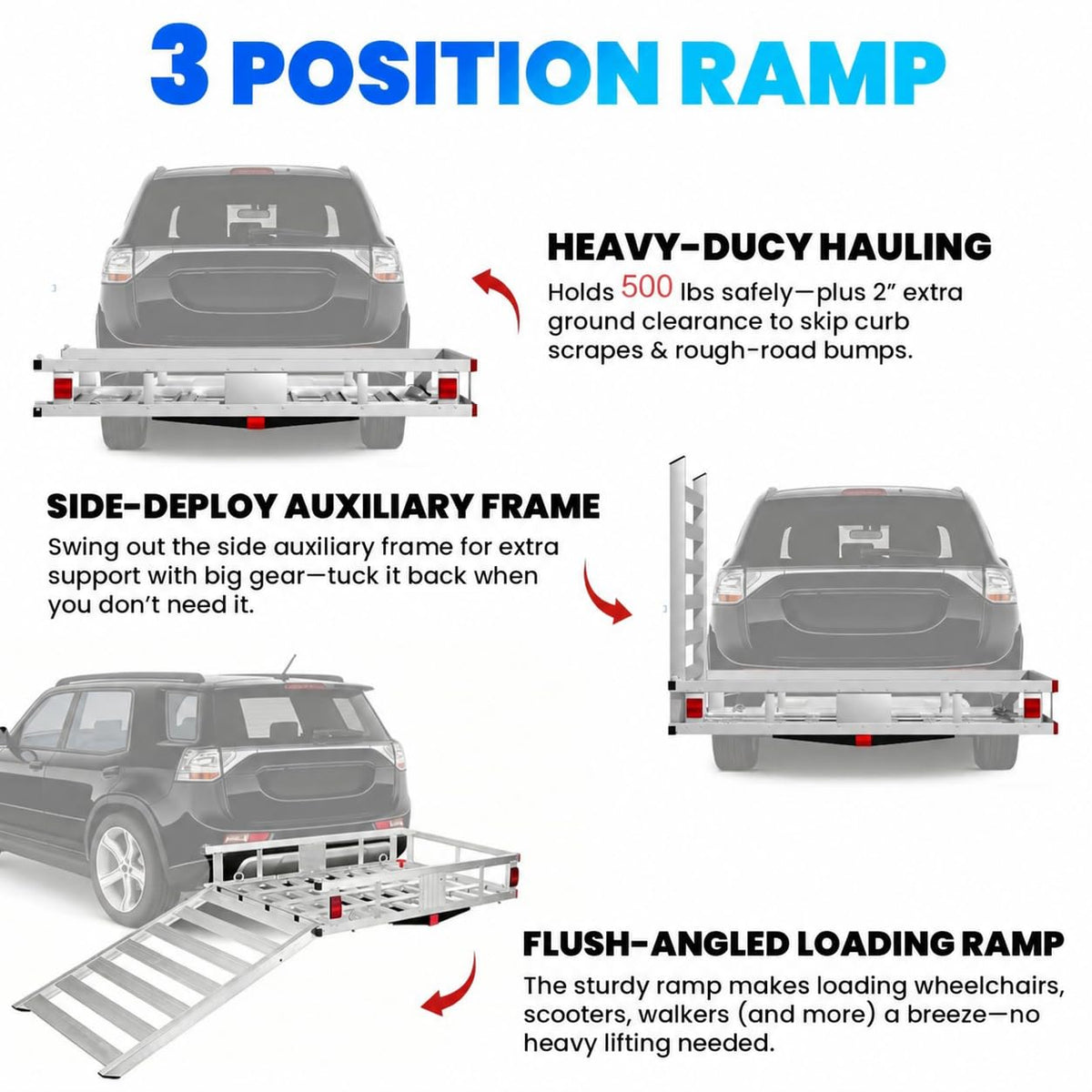 500LBS Heavy-Duty Aluminum Hitch Cargo Carrier with Ramp Y9831