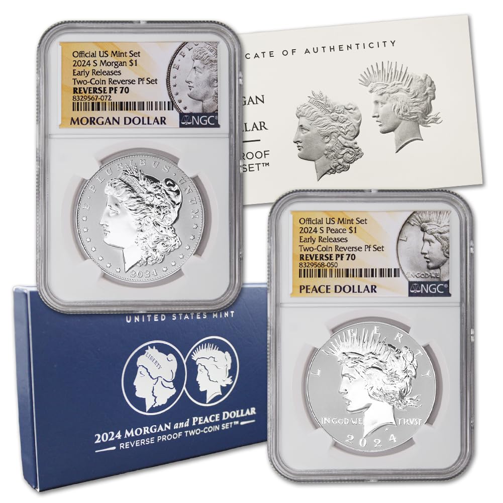 Set of 2 American Silver Morgan and Peace Dollar V316244