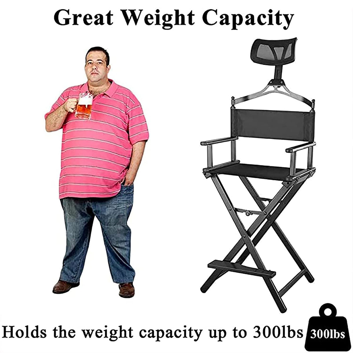 Portable Foldable Aluminum Director's Chair with Headrest U17870
