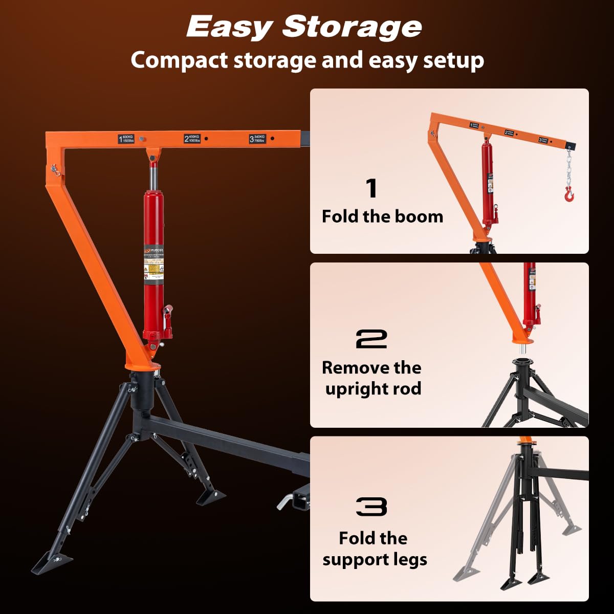 1500 lb Hydraulic Hitch Mounted Truck Crane L561