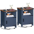 Dark Blue 18-Inch Fluted Nightstand Set of 2 Y562407