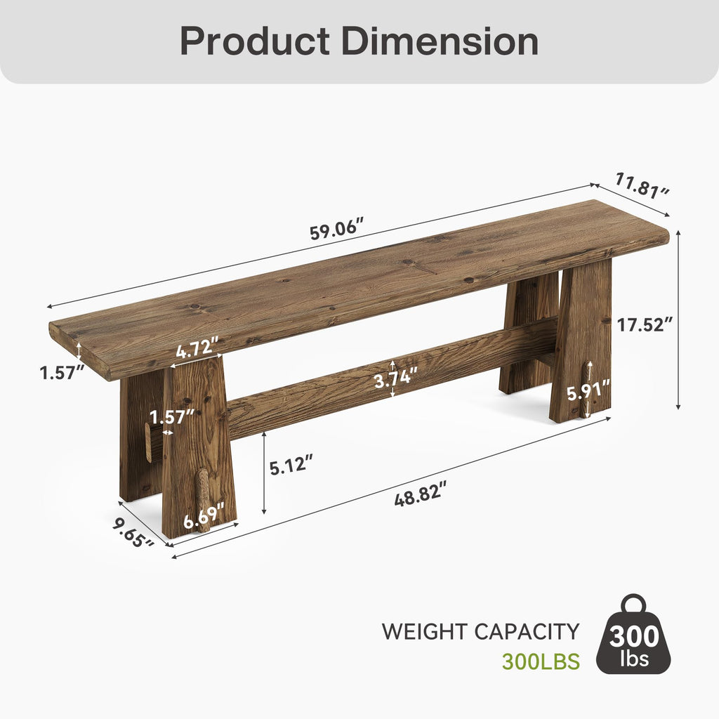 59" Solid Wood Bench C44455