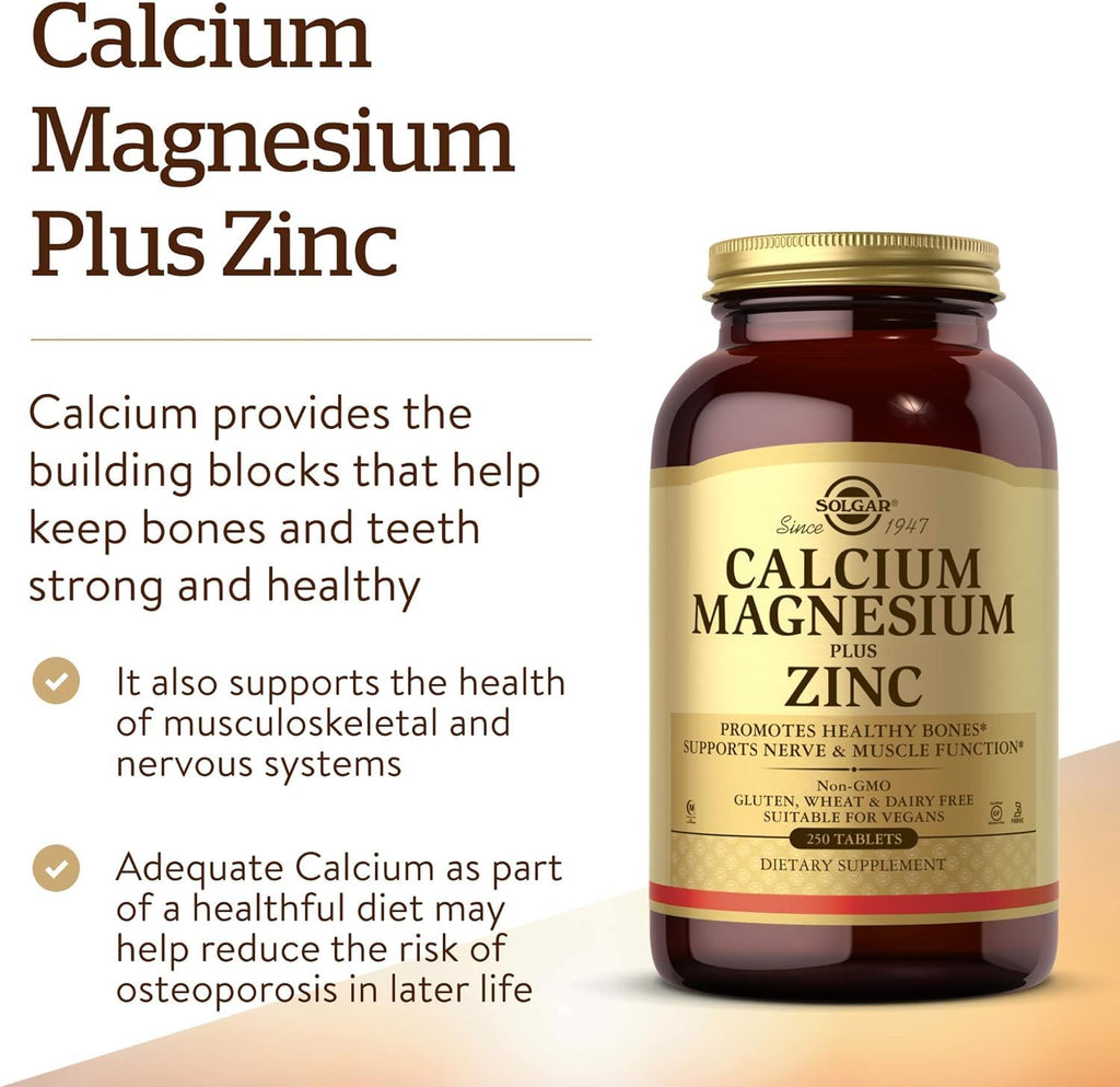 Calcium Magnesium Plus Zinc 250 Tablets V390